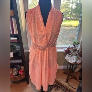 Bar III Orange Sleeveless Shift Tie Back Dress with Pockets Size M
